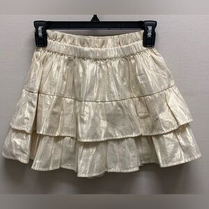 Crewcuts Collection Girls Gold Metallic Tiered Skirt Sz L 10-12 New